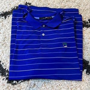 Ralph Lauren Dark Blue Striped Golf Polo Shirt (L)